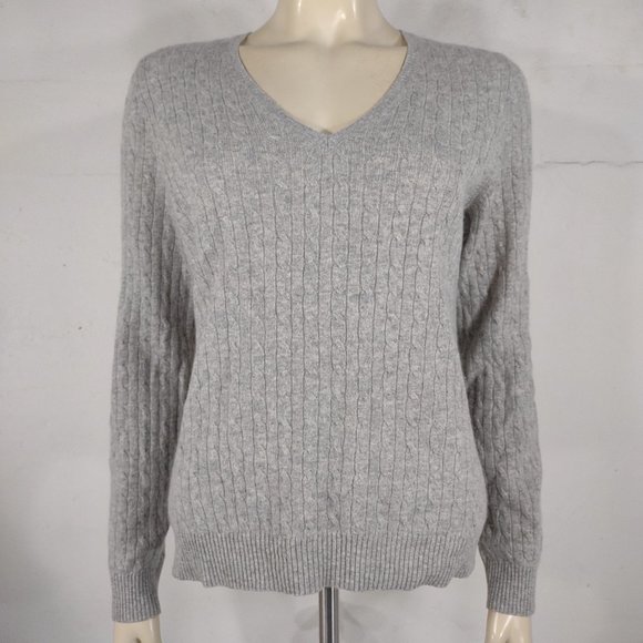 Charter Club Sweaters - Charter Club gray 2-Ply 100% Cashmere cable knit pullover sweater ladies Medium